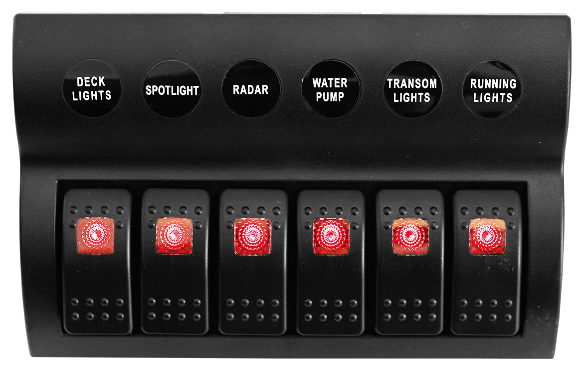 6 Gang Switch Panel With Circuit Breakers - Pre Wired