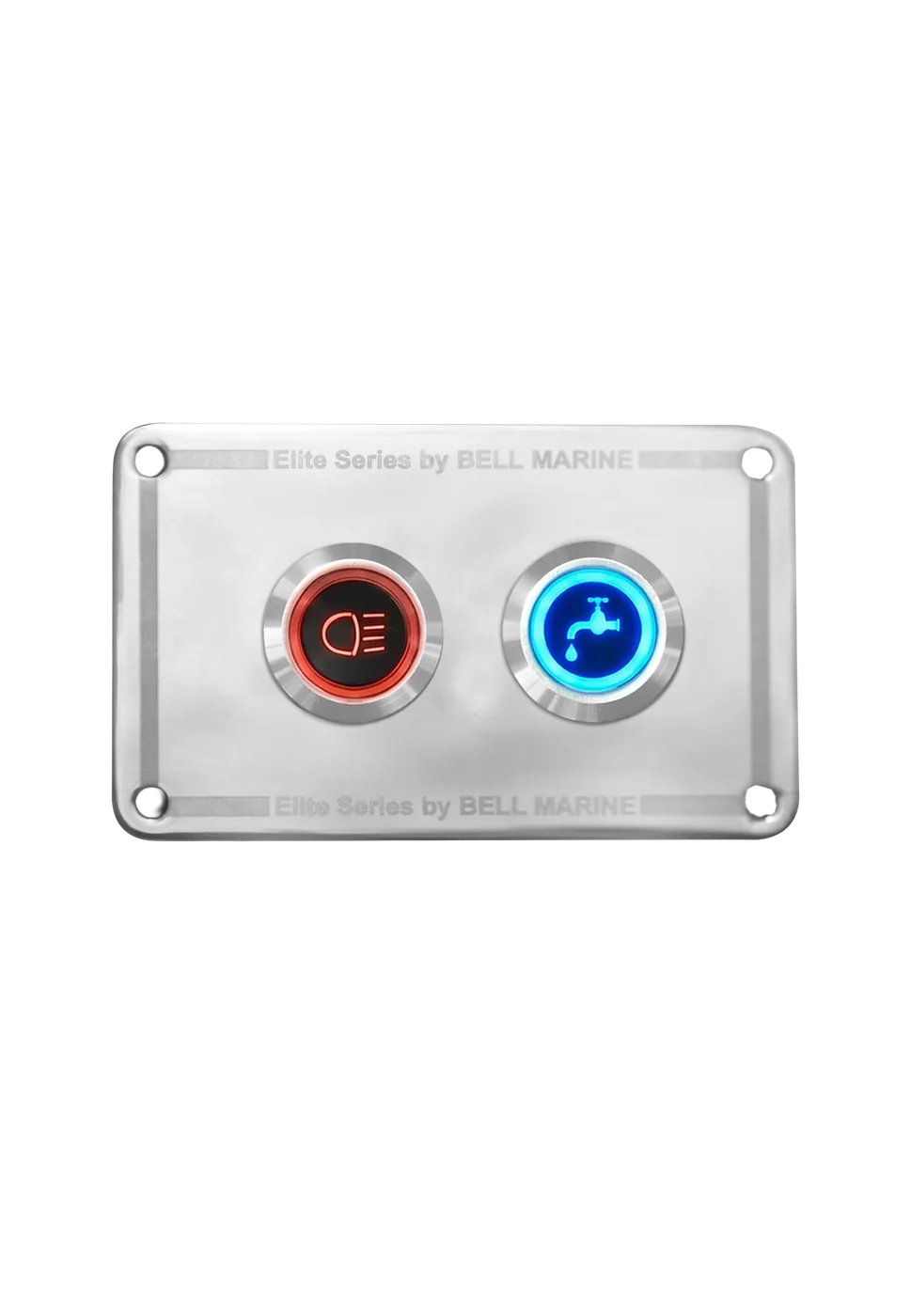 2 gang stainless steel switch panel with 20A backlit switches